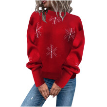 (white/1, M) EINCcm Christmas Sweater for Women Long Sleeve Knit Fall Winter Crewneck Pullover Xmas Fair Isle Sweater Clothes