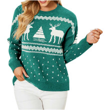 (green/1, M) EINCcm Christmas Sweater for Women Long Sleeve Knit Fall Winter Crewneck Pullover Xmas Fair Isle Sweater Clothes
