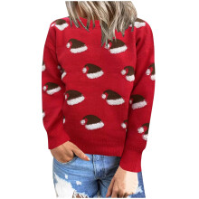 (red, L) Frostluinai Christmas Sweaters for Women Long Sleeve Crew Neck Casual Pullover Cute Graphic Knit Pullover Comfortable Xmas Party Sweaters