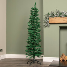 5ft Green Pencil Christmas Tree With Green Metal Stand and 236 Tips