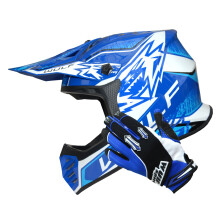 (Blue, L(51-52cm)) Wulfsport Kids Air-X Children Cub Helmet Motocross ATV Crash + Stratos Gloves