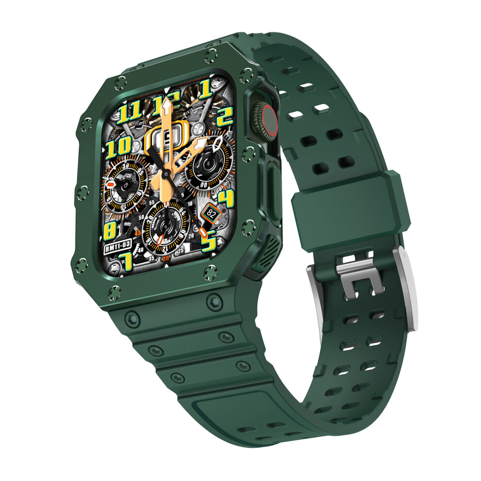 (38mm/40mm/41mm, Dark Green) Rugged Frame Silicone Bands Strap for Apple Watch-image-OPC-PFHS86X-NEW