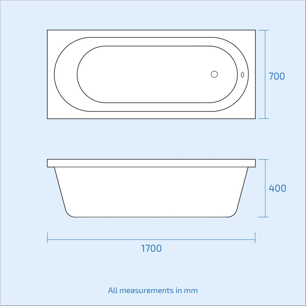 Nes Home Bath Suite 1700mm Bath, 550mm White Basin Vanity, Toilet & Front Panel