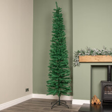8ft Green Pencil Christmas Tree With Green Metal Stand and 460 Tips