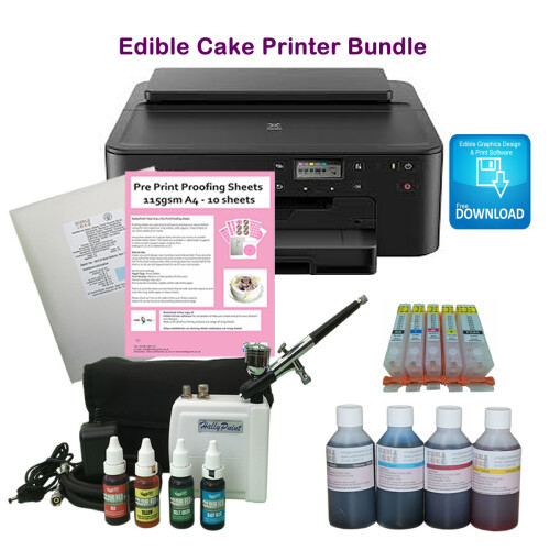 Edible A4 Printer, Refillable Cartridge, Edible Ink, Icing Sheets airbrush Kit