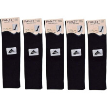 (11-14 Years, Black) Panzy 5 Pairs Children's Knee High School Cotton Rich Socks, Plain Design, Durable & Comfortable