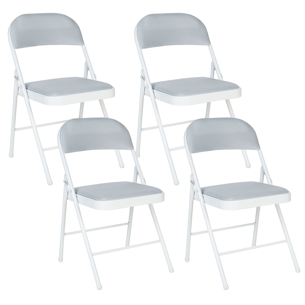 Set of 4 Folding Chairs SPARKS Light Grey
