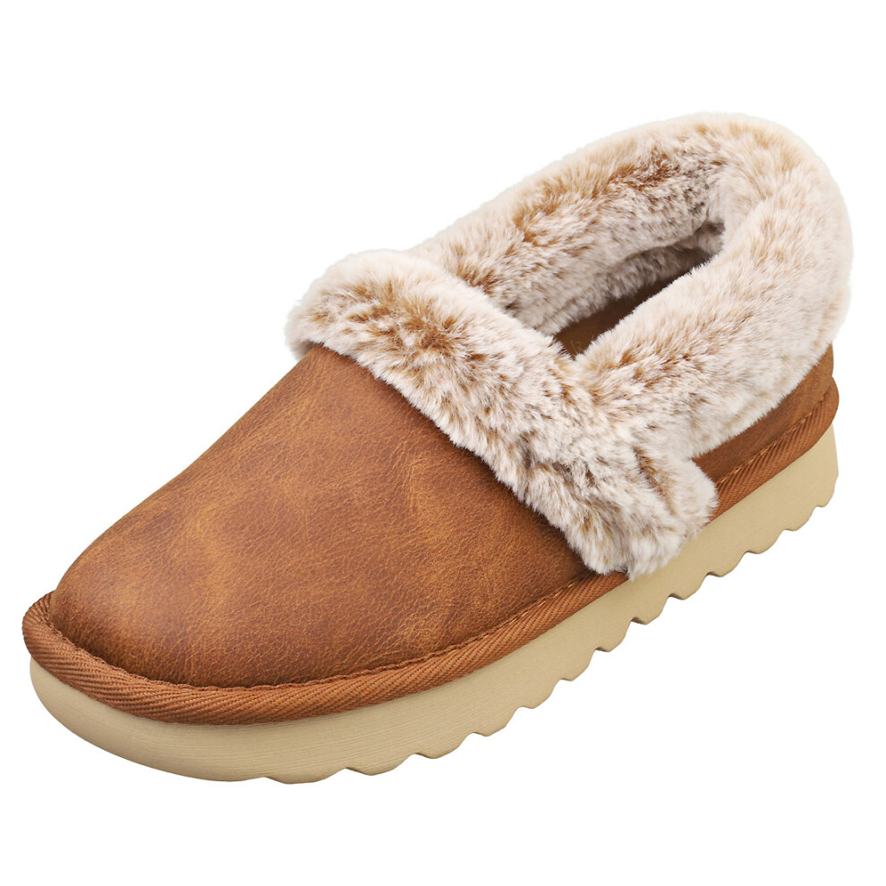 (5) Skechers Cozy Up Womens Slip On Shoes in Chestnut