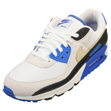 (7) Nike Air Max 90 Premium Mens Fashion Trainers in White Blue
