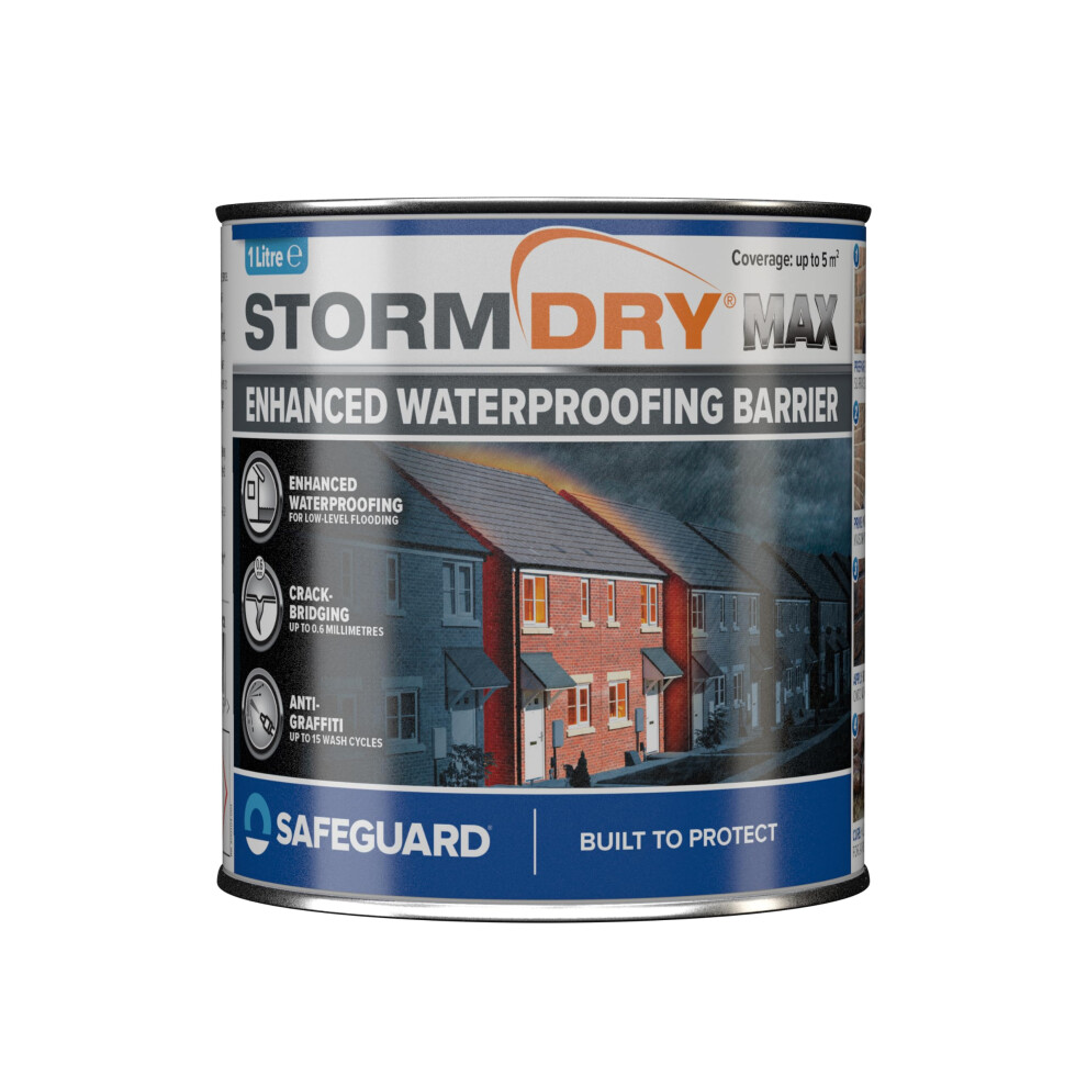 Stormdry MAX - Waterproofing, crack-bridging and anti-graffiti protection barrier for brick, masonry, concrete, stone, metal and painted surfaces