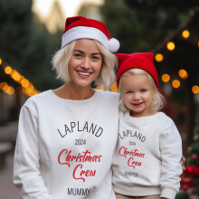 (White, UK Kids 3-4) Personalised Lapland Christmas Crew Family Jumpers  Custom Name Christmas Sweatshirts for Family, Matching Christmas Holiday Jumpers (Style 5)