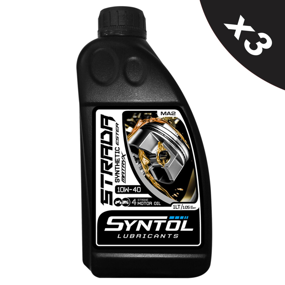 Syntol 10W40 Motorcycle Engine Oil Fully Synthetic 4 Stroke Jaso Ma / Ma2 3X1l 5056820506944