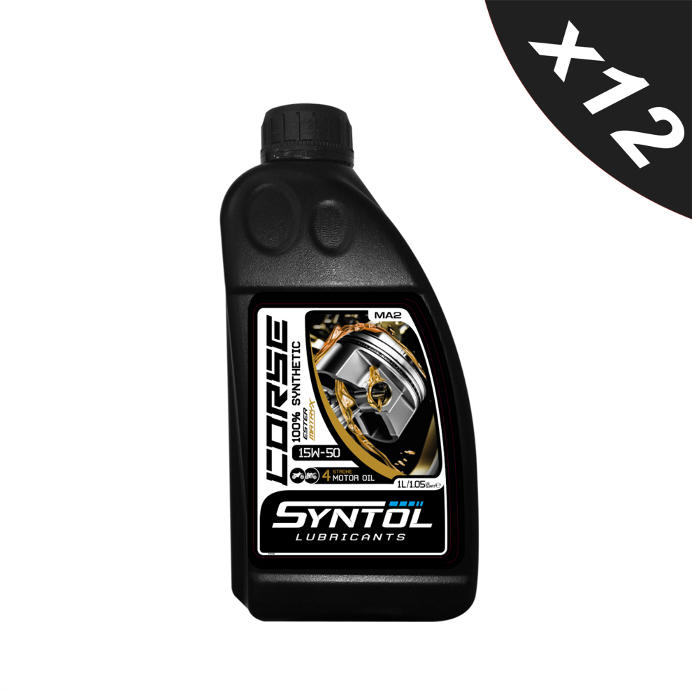 Syntol Motorcycle Motorbike Corse 4T 15W-50 Fully Synthetic Oil 12X1l