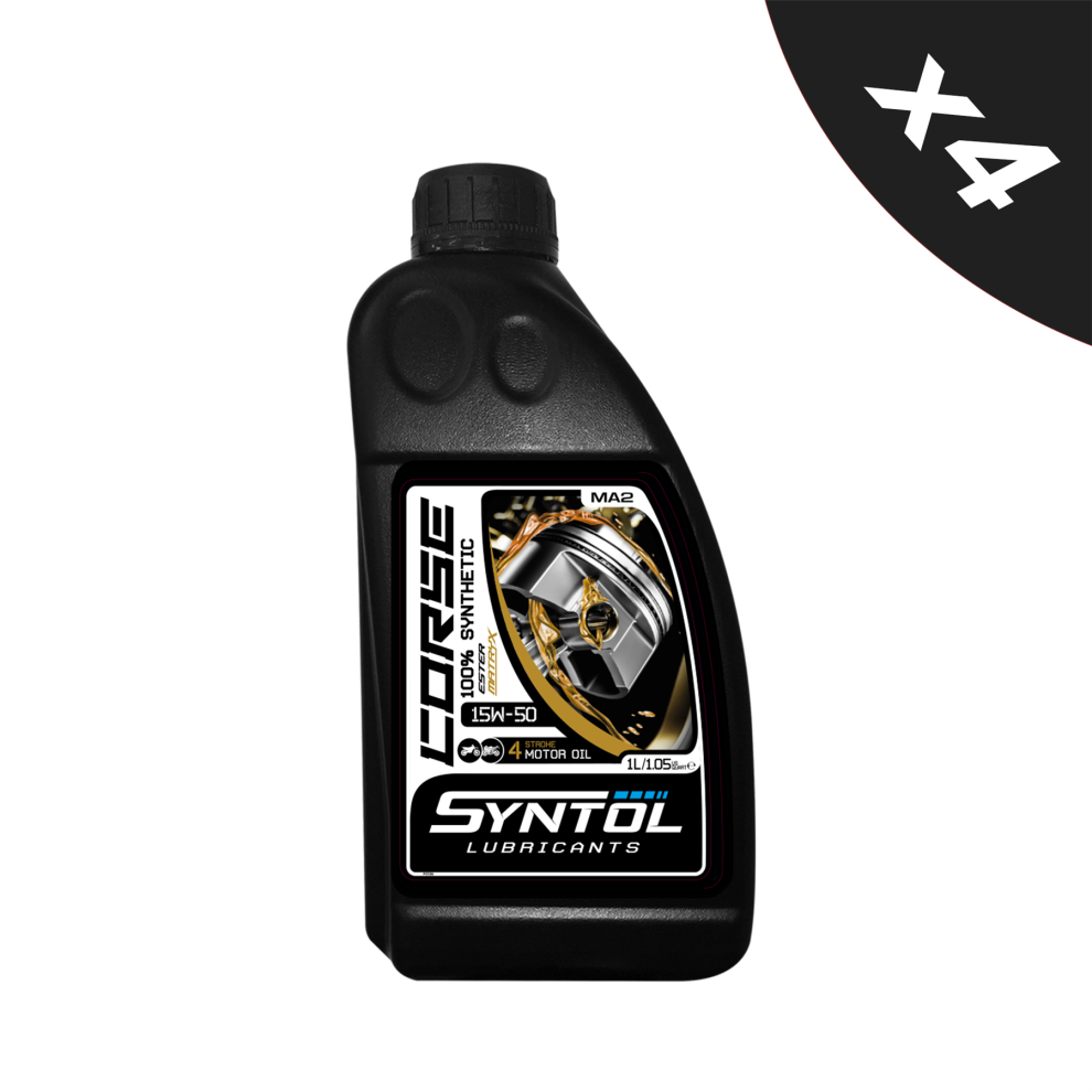 Syntol Motorcycle Motorbike Corse 4T 15W-50 Fully Synthetic Oil 4X1l 5056820508740