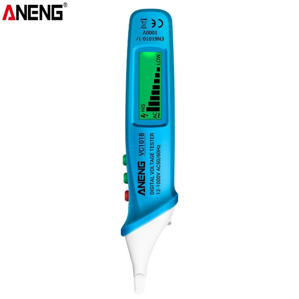 (Blue) ANENG VC1018 Non-contact LCD Digital Voltage Tester 12V-1000V Multifunctional Pen Tester AC/DC
