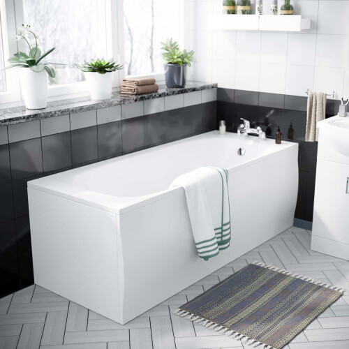 NES Home Nes Home 1700mm Bath, 550mm White Basin Vanity, Toilet, Taps & Front Panel 2