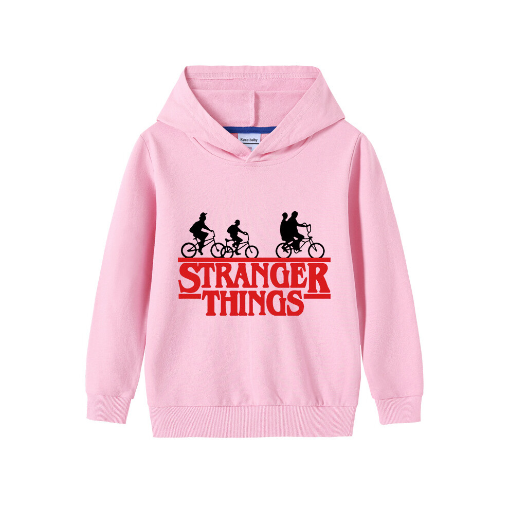 (Pink, Child 150cm) Kids Stranger Things Hoodies Casual Hooded Sweatshirt Long Sleeve Pullover Tops