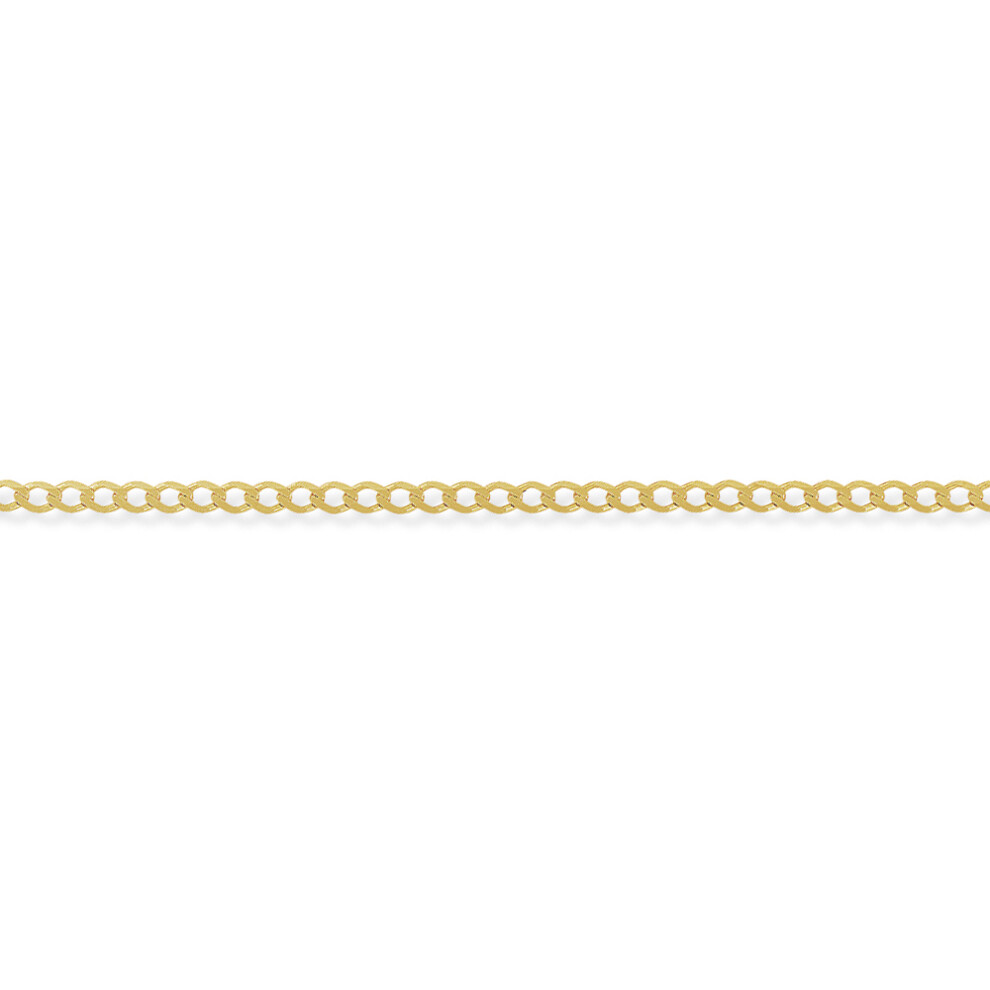 Jewelco London 9ct Yellow Gold - High Performance Curb Pendant Chain Anklet - 3.4mm gauge 7.25 inch - CNNR02274-07