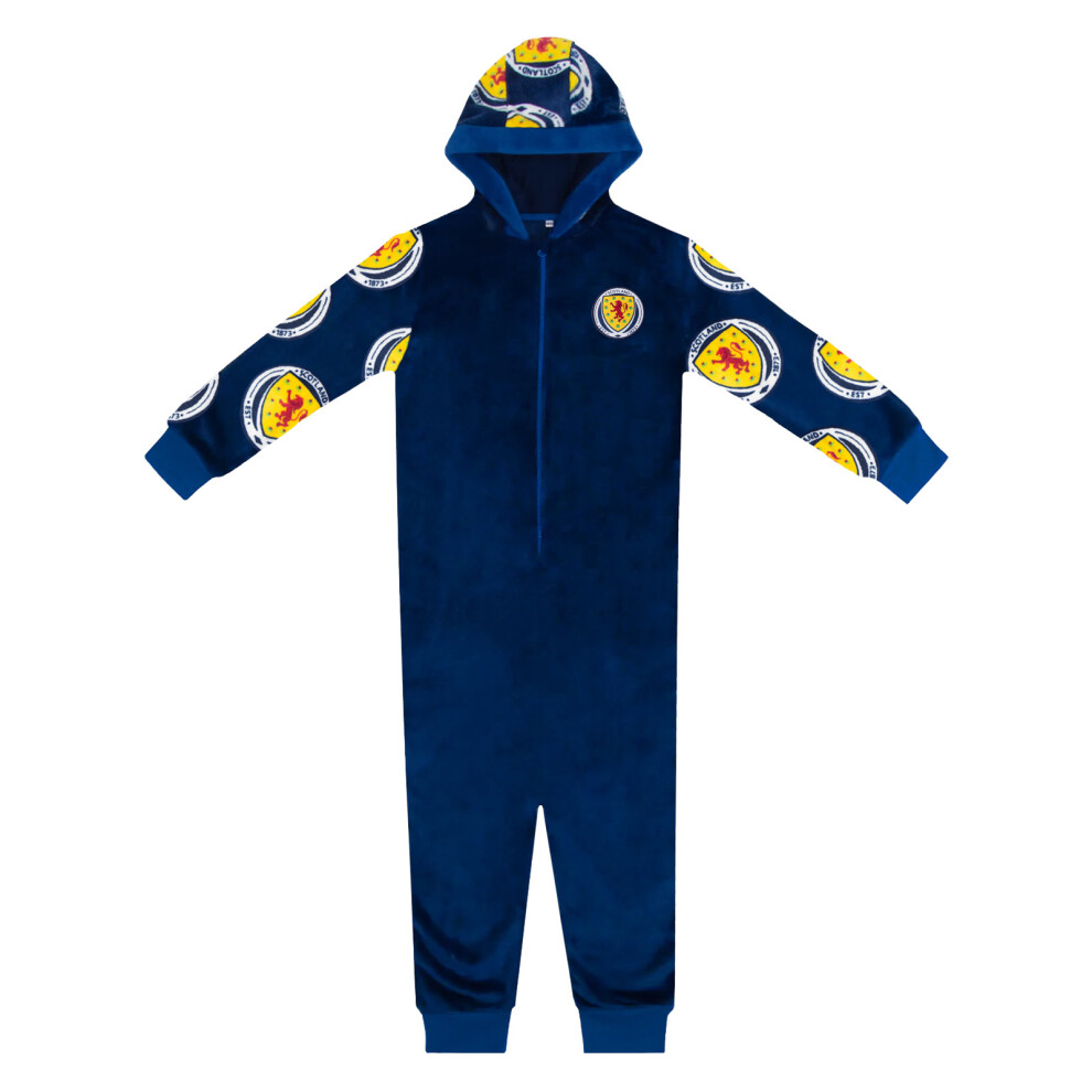 (Navy Blue, 8-9 Years) Scotland Boys Pyjamas All-In-One Loungewear Kids OFFICIAL Football Gift