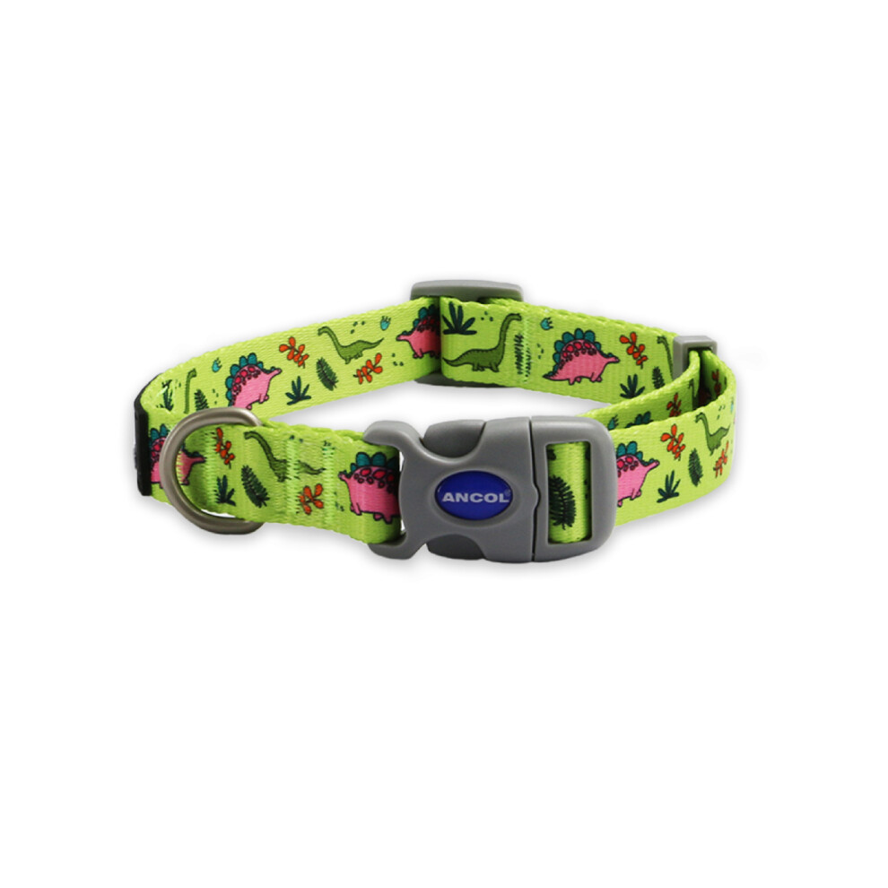 Ancol Dino Patterned Round Dog Collar Secure Fit Soft Comfortable Stylish Pet Puppy Leash Medium