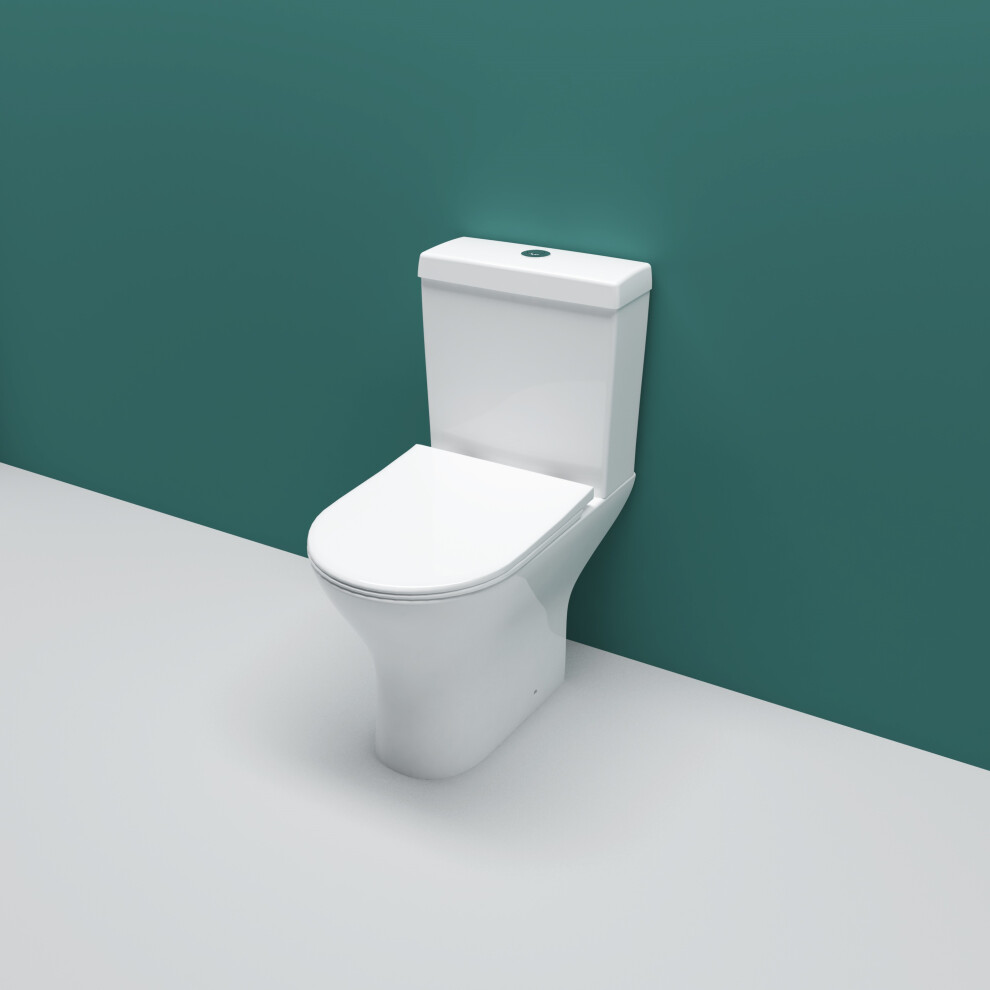 AICA Bathroom Close Coupled Toilet Slim Soft Close Seat Pan Short Projection WC