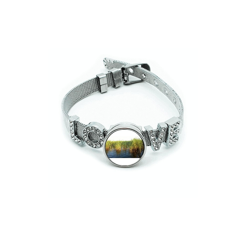 Photos - Bracelet Field Art Deco Fashion  Wristband Crystal Love Adjustable Bangle