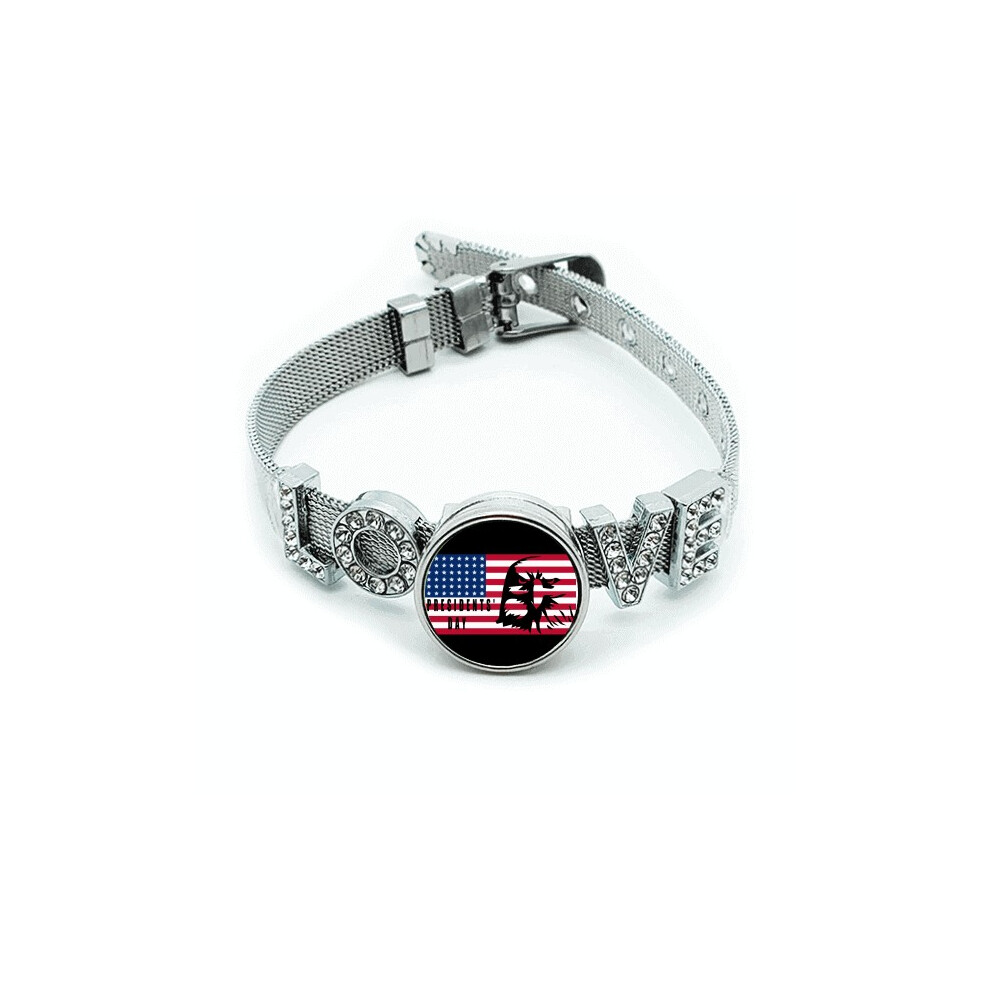 Photos - Bracelet American Flag Presidents Day Brid  Wristband Crystal Love Adjustable Bangle