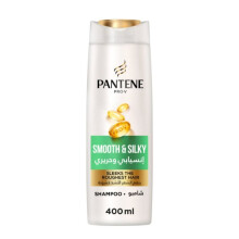 Pantene Pro-V Smooth And Silky Shampoo for Sleeking Roughest Hair Ultimate Frizz Control and Moisture Locking Formula - 400ml