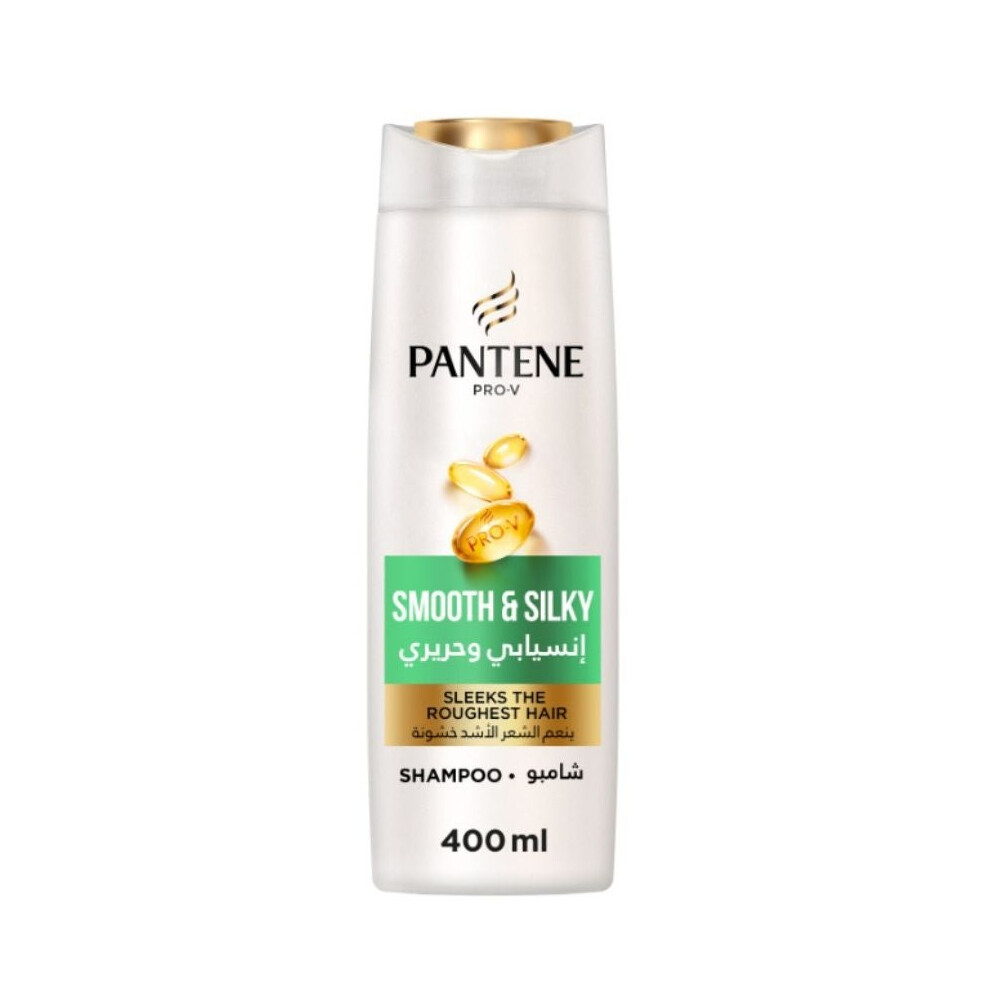 Pantene Pro-V Smooth And Silky Shampoo for Sleeking Roughest Hair Ultimate Frizz Control and Moisture Locking Formula - 400ml