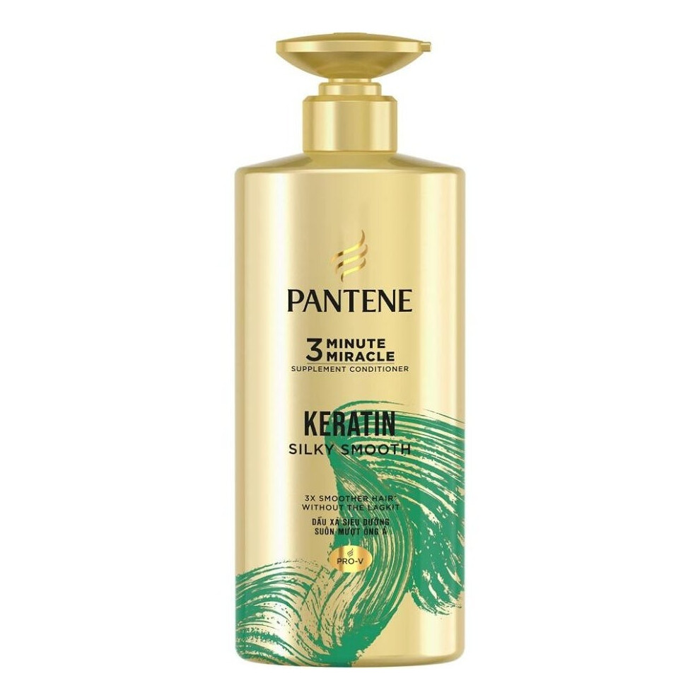 Pantene Pro-V 3 Minute Miracle Keratin Silky Smooth Supplement Conditioner Quick Repair Treatment for Damaged Hair - 480ml