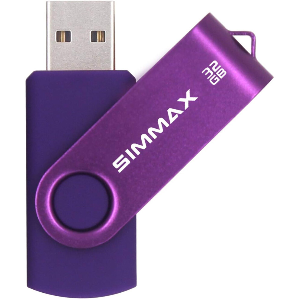 Simmax 32Gb Memory Stick Usb 2.0 Flash Drives Swivel Thumb Drive Pen Purple 611720047598