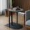 Narrow Side Table Bedside Table with Magazine Rack  Saddle Leather 1