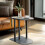Narrow Side Table Bedside Table with Magazine Rack  Saddle Leather 2