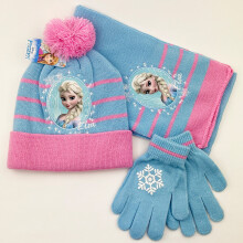(A3) 3pcs/set Girls Kids For Frozen Anna And Elsa Winter Knitted Beanie Hat Scarf Gloves