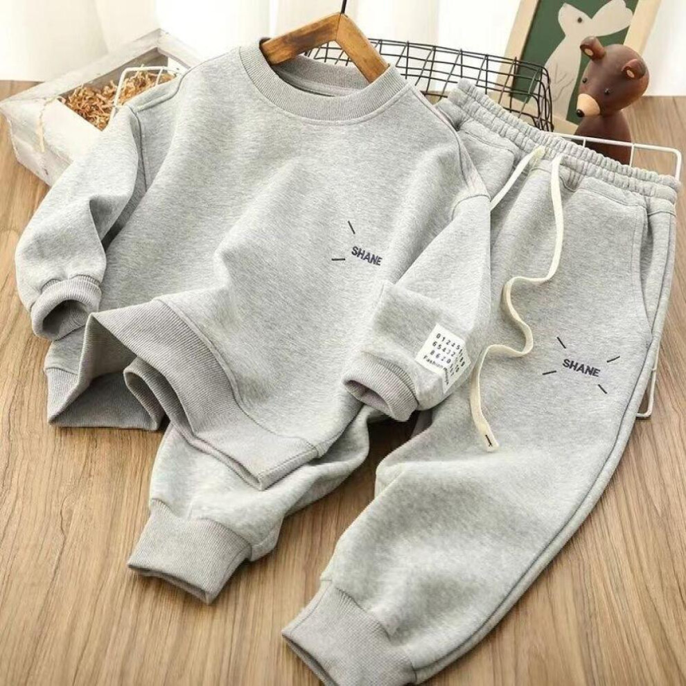 (Grey, 120cm) Kids Clothes Set Spring Autumn Girls Boys Long-sleeved Sports Suits Children Teenage Jacket+Pants 2pcs Sets Clothing Tracksuits