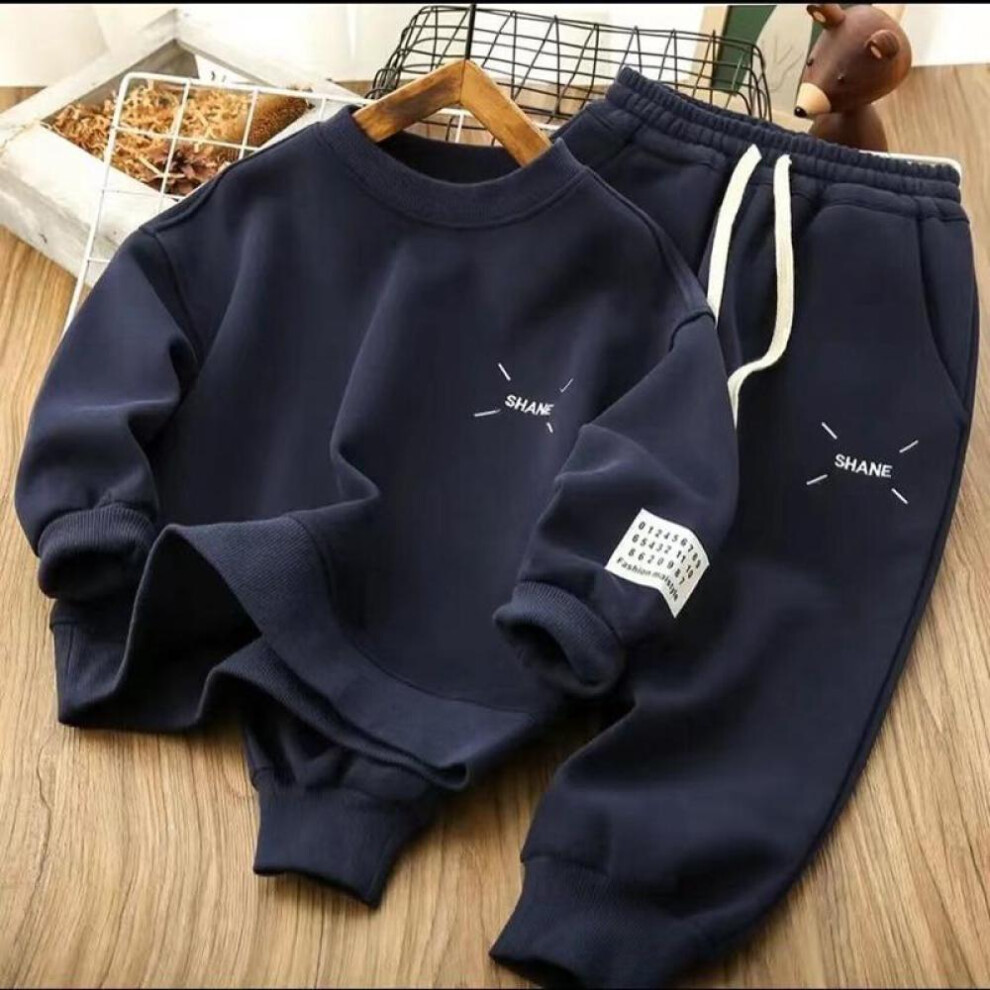 (Navy Blue, 110cm) Kids Clothes Set Spring Autumn Girls Boys Long-sleeved Sports Suits Children Teenage Jacket+Pants 2pcs Sets Clothing Tracksuits