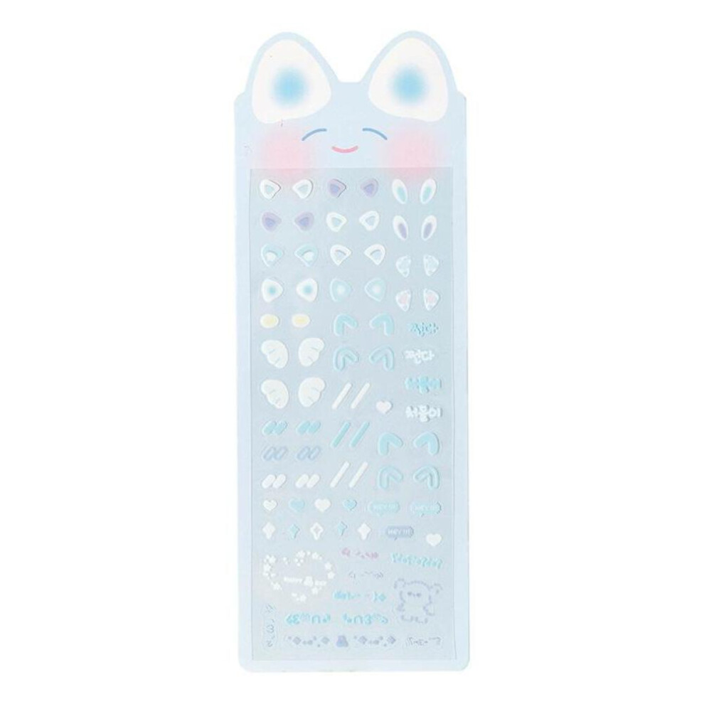 (Blue) Cute Cartoon Rabbit Ear Scrapbooking Sticker