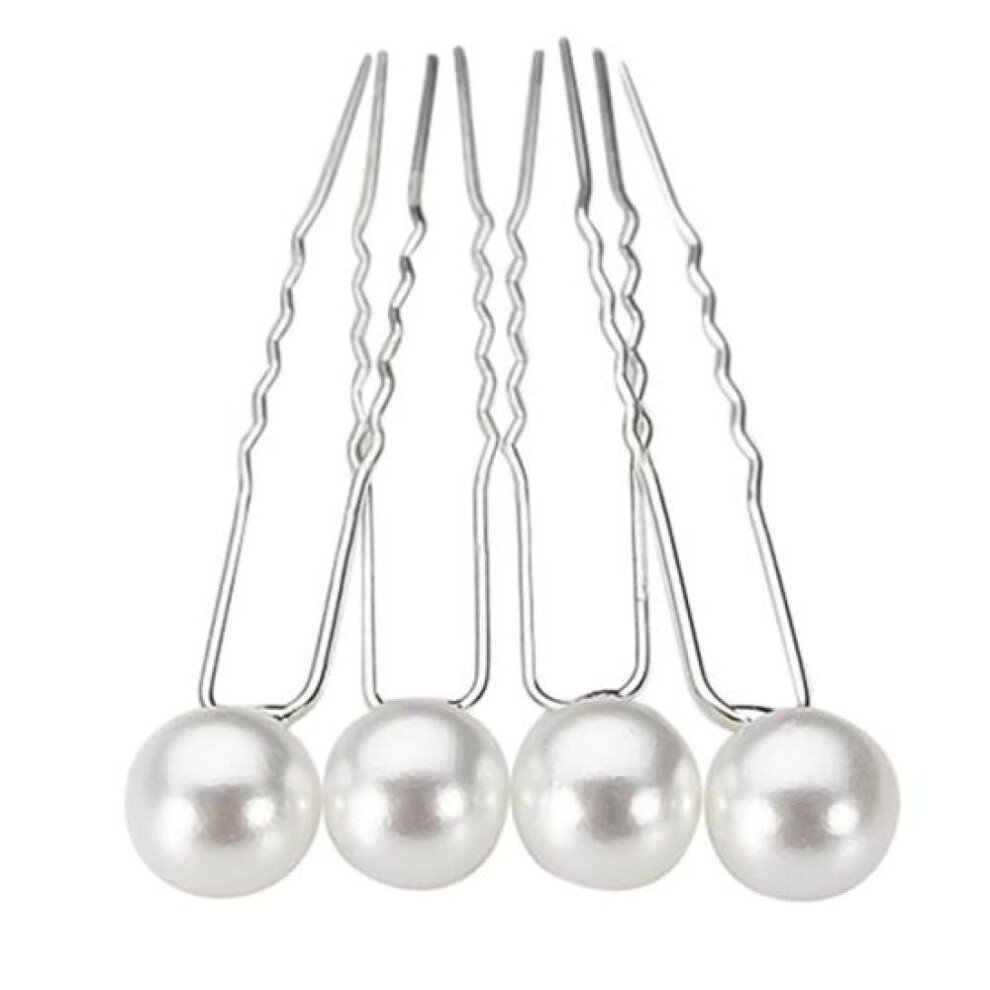20Pcs Charm Wedding Bridal Party Hair Pins Clip Barrette White Faux Pearl Hairpins