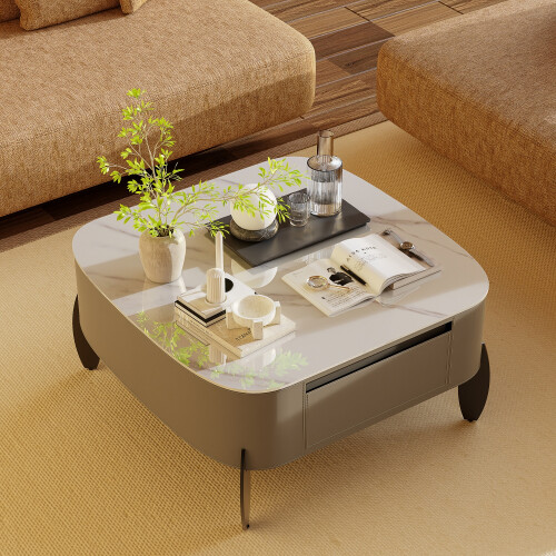 Living Room Coffee Table Accent Center Table 2 Drawers 1