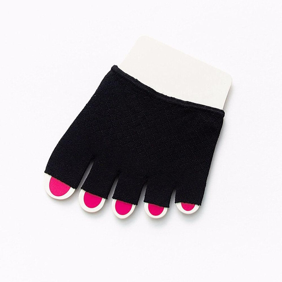 (Black) Summer Half Palm Five Fingers Socks Ladies Invisible Thin High Heel Front Foot Open Toe Socks For Women