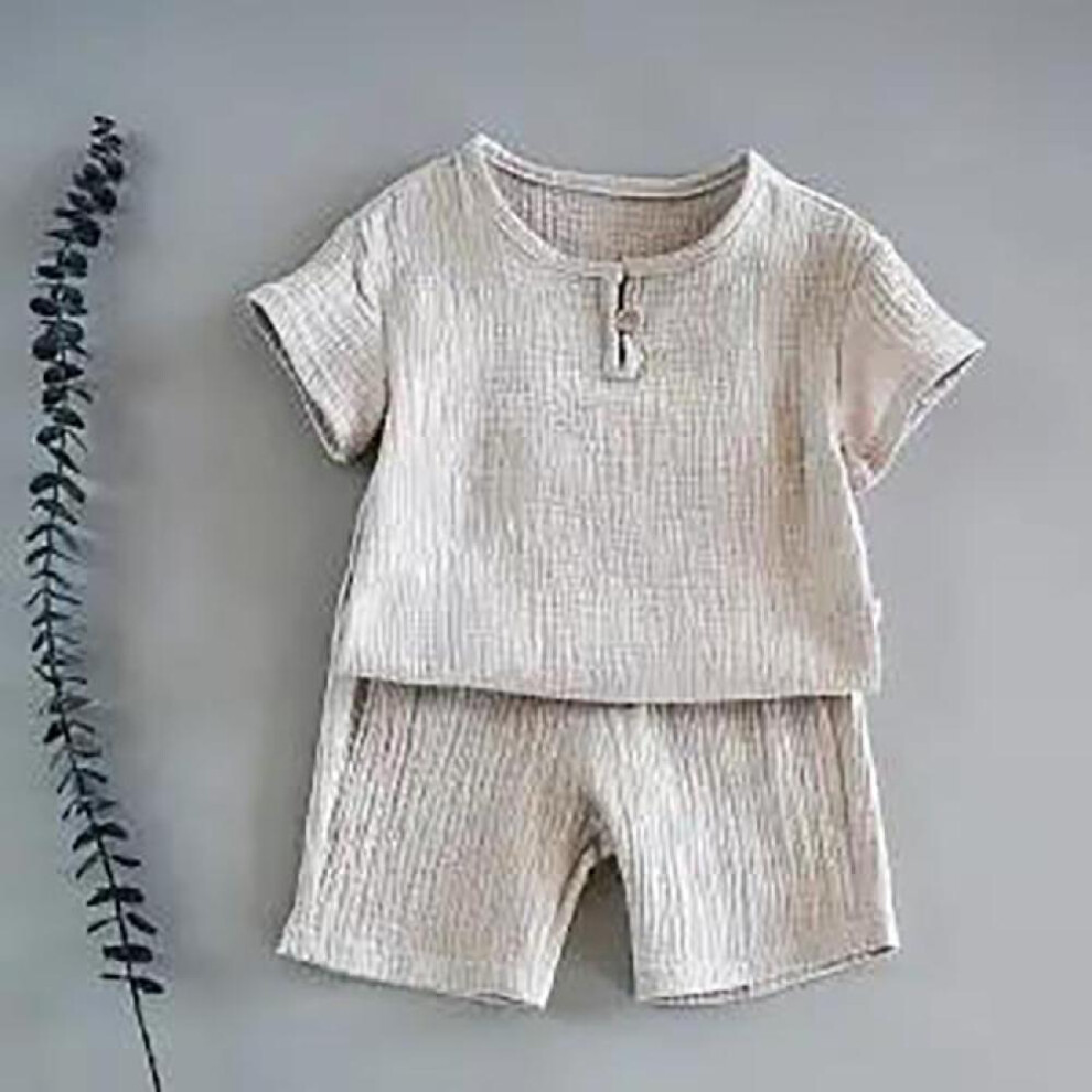 (Grey, 90) Cotton Baby Sets Leisure Sports Girl Boy T-shirt + Shorts Sets Toddler Clothing Baby Boy Girl Clothes