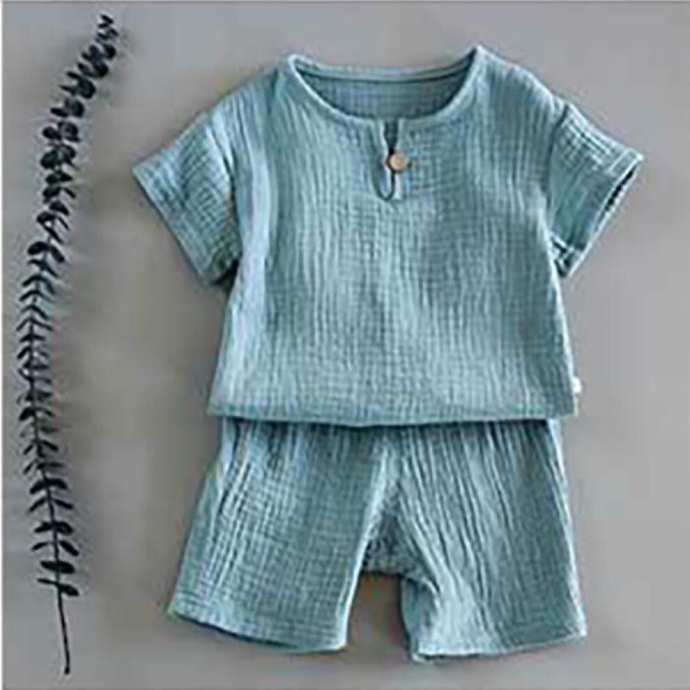 (Blue, 130) Cotton Baby Sets Leisure Sports Girl Boy T-shirt + Shorts Sets Toddler Clothing Baby Boy Girl Clothes