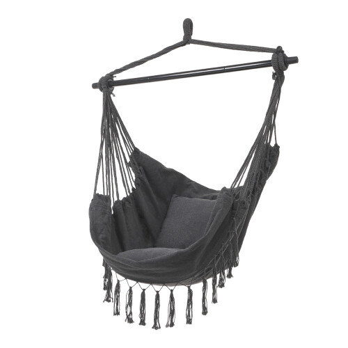 Living And Home (Dark Grey) Garden Hanging Canvas Hammock Swing Chair 2