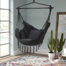 (Dark Grey) Garden Hanging Canvas Hammock Swing Chair