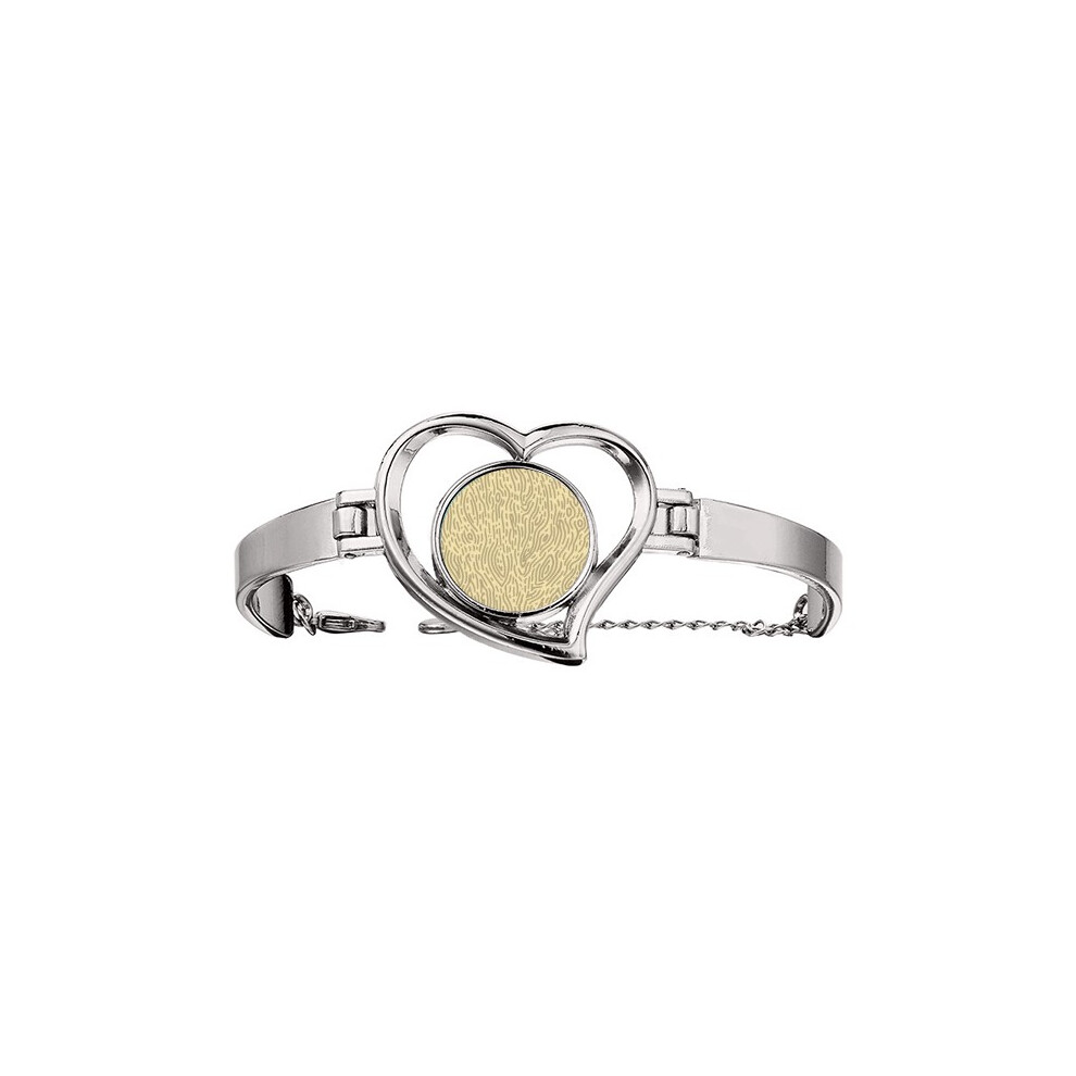 Yellow Patterns Bark Fingerprint Bracelet Heart Jewelry Wire Bangle-image-OPC-PFHTSBK-NEW