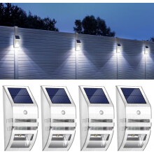 Solar Fence Lights, 4 Pack Outdoor Solar Lights, Upgraded Solar Security Lights with PIR Motion Sensor, Powered Waterproof Outdoor Solar Wall Lights
