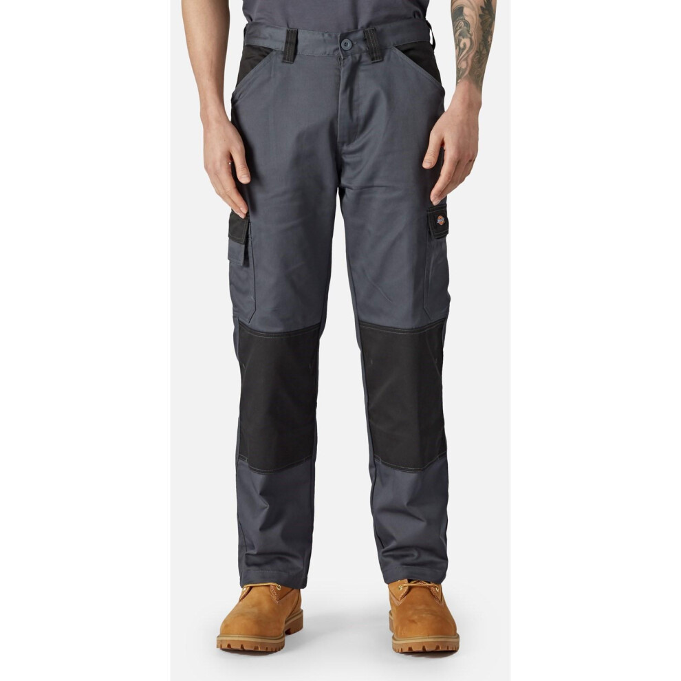 (38S, Grey/Black) Dickies Mens Plain Work Trousers