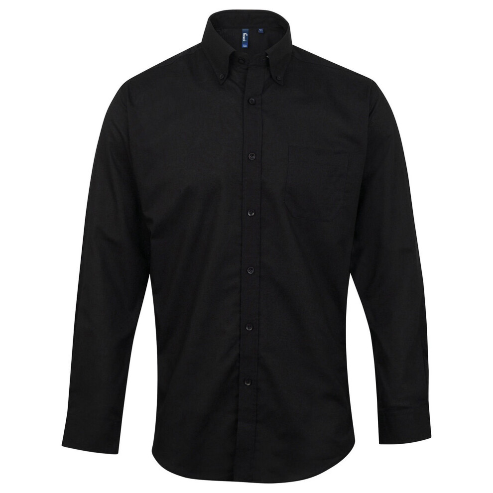 (20in, Black) Premier Mens Signature Oxford Long-Sleeved Shirt