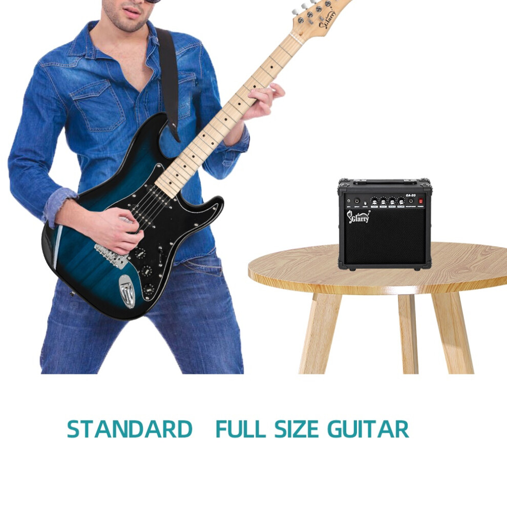Glarry GST Electric Guitar Full Set w/ Bag Strap Wire 20W AMP Speaker
