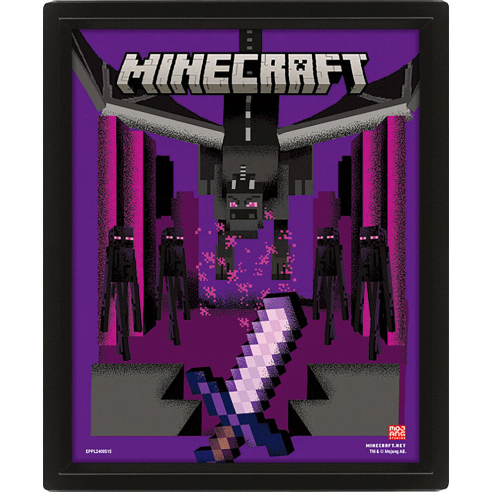 Minecraft Dragon Duel 3D Framed Picture